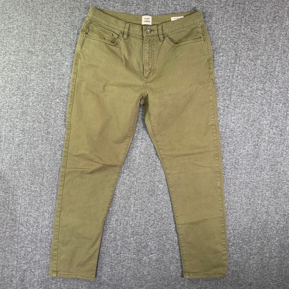 Flint And Tinder 365 Pants Men 32x29 Green Tapered Chino Trousers Dapper Modern